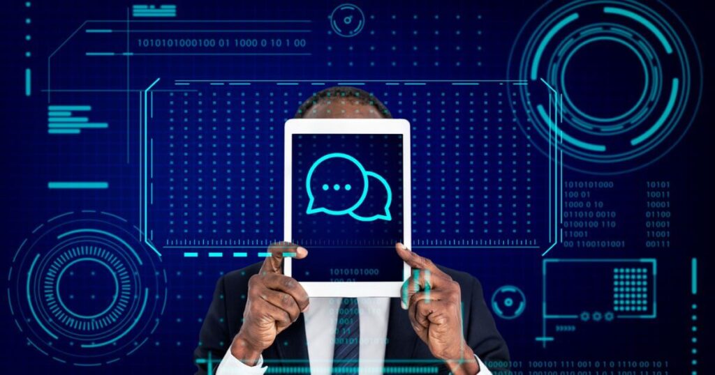 Concepto de mensajes de chatbots para reclutamiento con IA